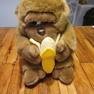 Extremely Rare 1989 Embrace Platinume12" Gorilla W/Banana Side Eyed W/Bearhanger